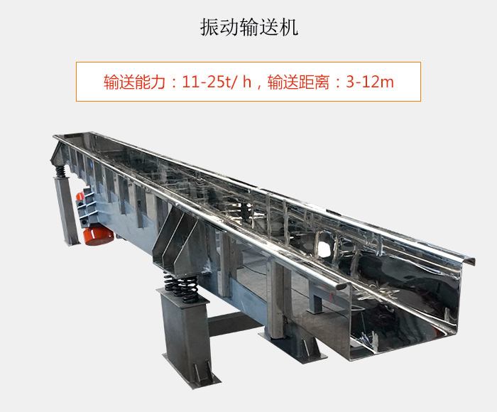 振動(dòng)輸送機(jī)：輸送能力：11-25t/ h，輸送距離：3-12m