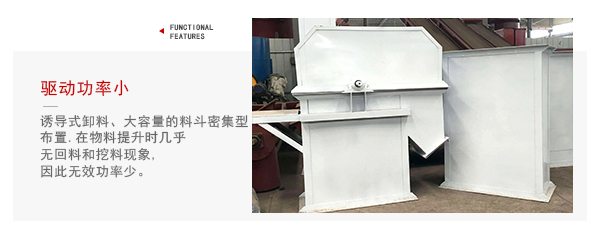 TD型斗式提升機驅(qū)動力小，無回料等特點展示圖。