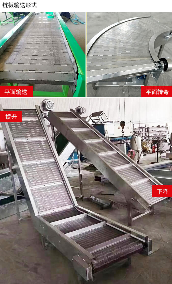 鏈板輸送機平面輸送，平面拐彎，提升等運行現(xiàn)場圖片